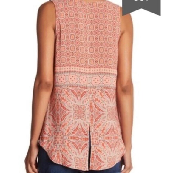 Nordstrom Sanctuary Coral Print Sleeveless Top M - Picture 3 of 10